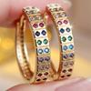 Double Row Rainbow Zircon Small Round Stone Hoop Earrings For Women Vintage Gold Color Ear Buckle Wedding Jewelry Valentine Gift