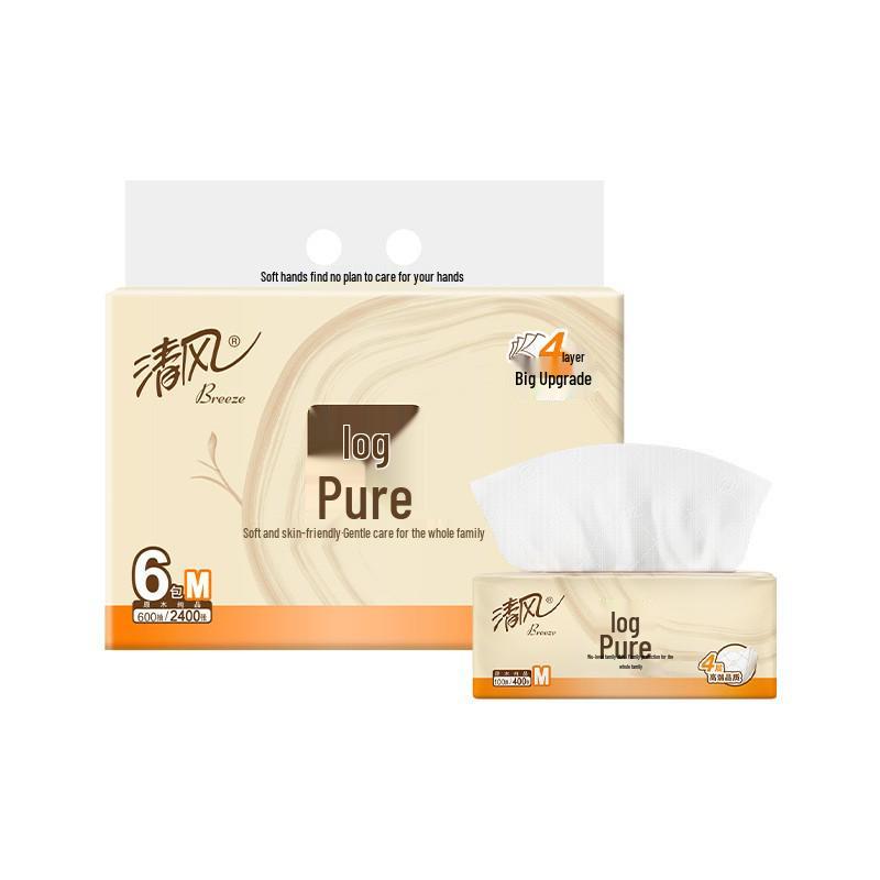 

Qingfeng Original Wood 4-Ply Facial Tissue, M Size, 100 Sheets, 6-Pack Family Value Pack