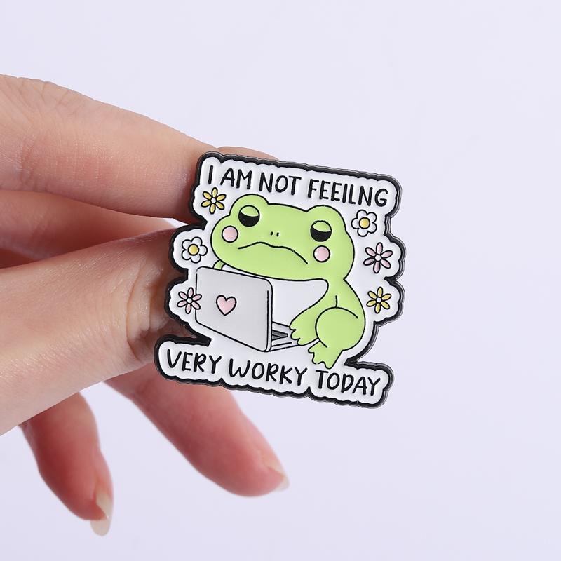 Not Very Worky Enamel Pins I Poop On Company Time Brooches Lapel Badges Cartoon Froggy Work Meme Jewelry Gift for Friends