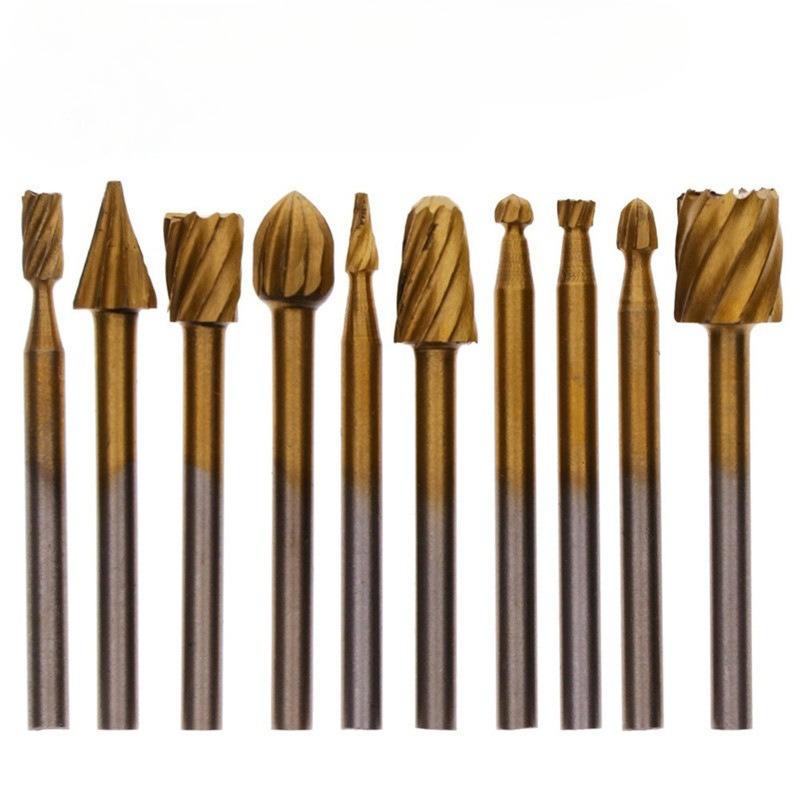 6Pcs/set Set of Rotary File Wood Handmade DIY Root Engraving Grinding Head Electric Grinding Engraving Milling Cutter