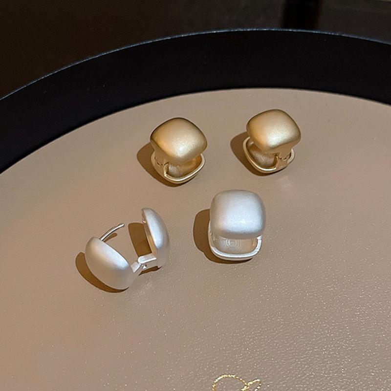 Trendy Brushed Matte Texture Geometric Earrings for Women Japanese and Korean Fashion Temperament Light Luxury Versatile Earring