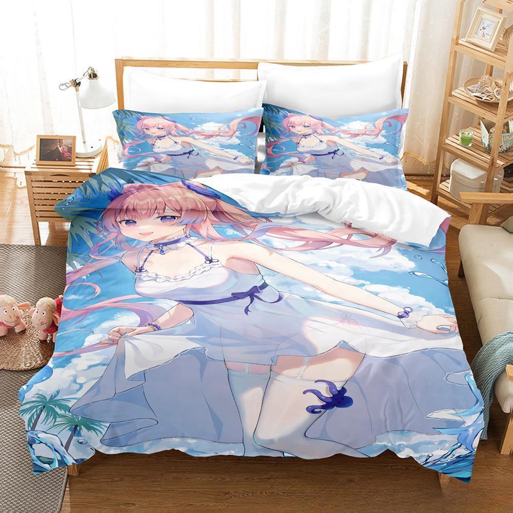 Genshin Impact Sangonomiya Kokomi Bedding Set Cartoon Anime Three-piece Set Adult Kid Bedroom Duvet Cover Sets 3D Kawaii Girls