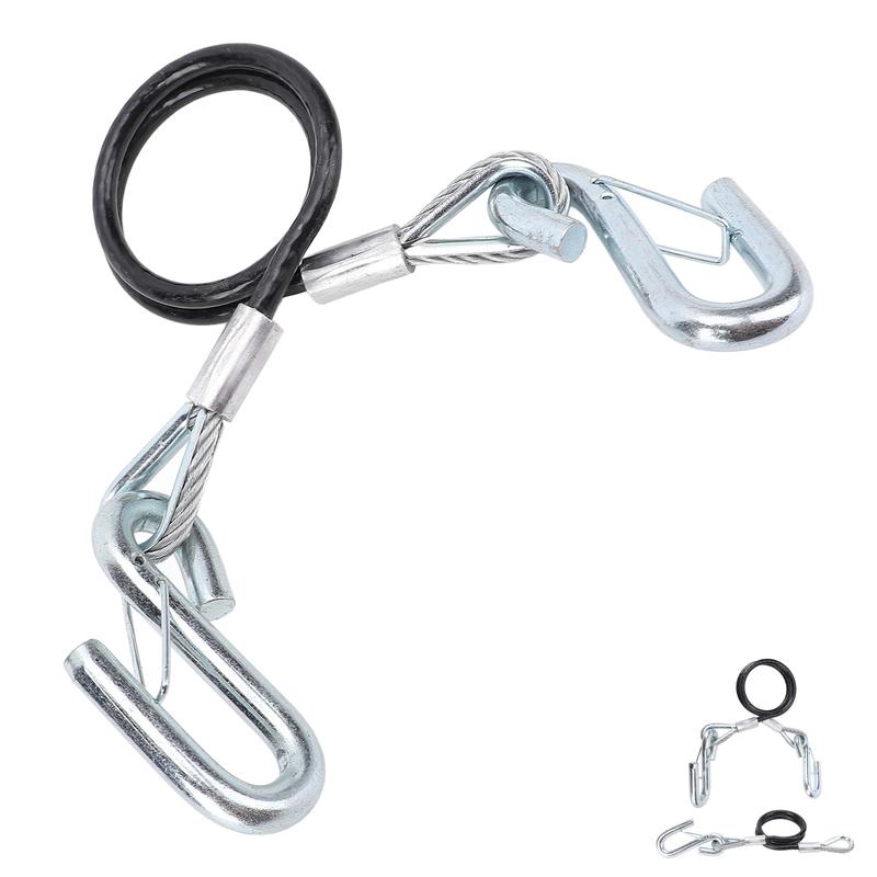 Trailer Safety Towing Cable With S Hook 3500lbs Load Bearing 27.6in Maximum Extension Length Spring Towing Rope For RV