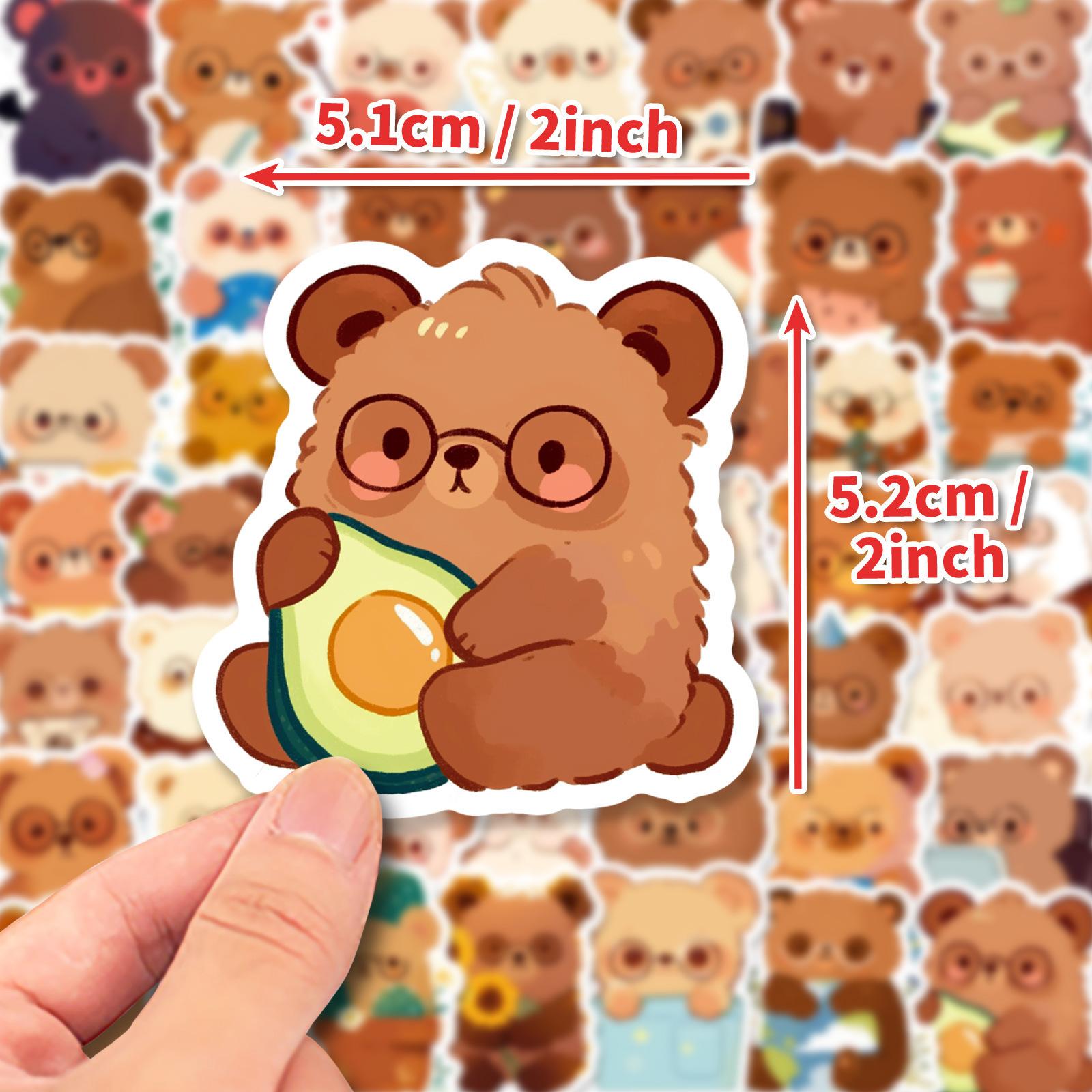 

50 Cute Little Bear Stickers Wearing Glasses Cute Plush Bear Cute Stickers DIY Suitcase Hand