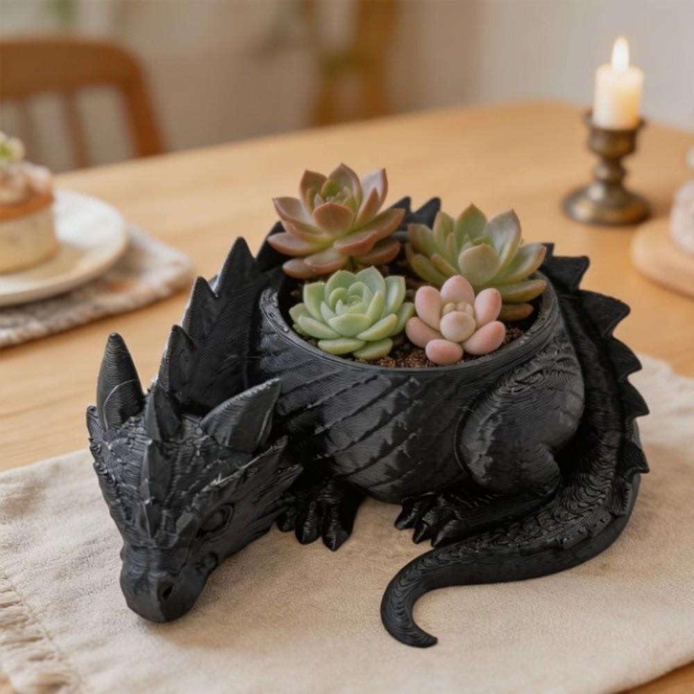 3D Printed Dragon Shaped Plant Pot Creative Animals Flower Pot Succulent Planter for Yard Garden