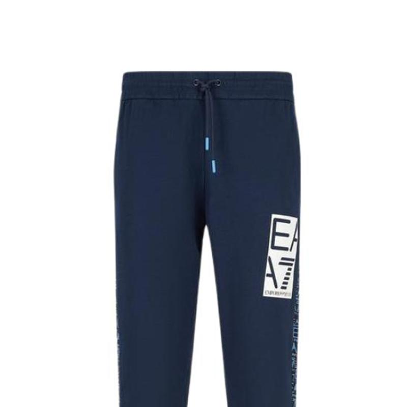 Emporio Armani EA7 Letter Logo Print Drawstring Knit Sports Pants Men bottoms Navy-Blue 3RPP65-PJ05Z-1554