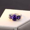 Amethyst Tourmaline Rings for Women Elegant Purple Crystal Jewelry Handmade Sterling Silver Band