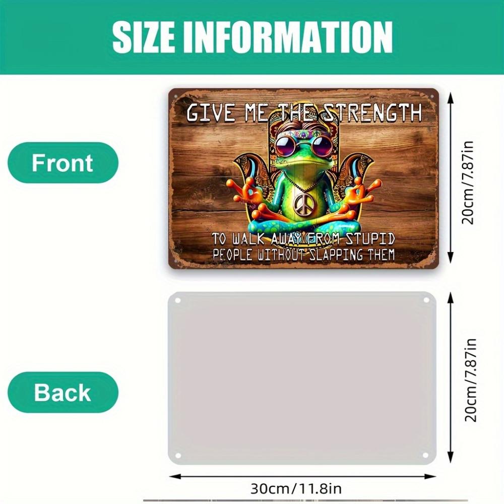 Bohemian Style Aluminum Wall Sign, Inspirational Hippie Frog Zen Meditation Art, Humorous Vintage Metal Plaque