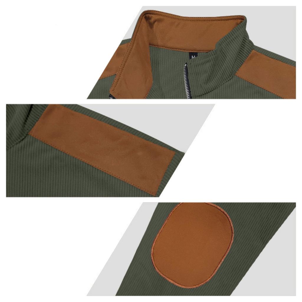 Men's Vintage Corduroy Casual Jacket - Stand Collar Zippered Colorblock Loose-Fit Baseball Jacket