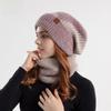 soft Winter Beanie Hat Scarf Set Thicken Warm Wool Hat Hiking Thermal Knit Cap  Skiing