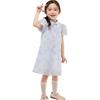 Balabala Girls' Summer Chinese Style Stand Collar Dress