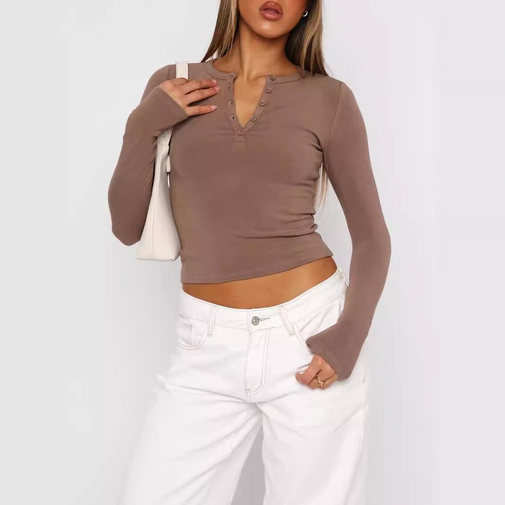 GMXIA Women's Pure Fashion Spice Girl Top Button Knit Cardigan Long Sleeve Slimming T-shirt