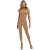 Womens Sleeveless Full Body Elastic Bodysuits Silky See Through Rompers Glossy Sexy Jumpsuits
