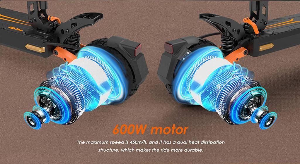 Elektromos roller összecsukható Kukirin G2 Pro 600W motor végsebesség 45Km/h kivehető üléssel 48V 15.6AH hatótáv 58Km terhelhetőség 120Kg