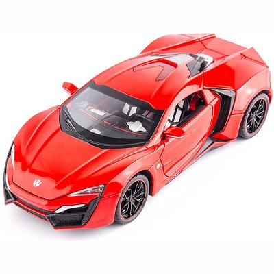 Supersportovní model Supersport Lykan v měřítku 1/24, stahovací auto ze zinkové slitiny se zvukem a světlem pro děti, chlapec, dívka dárek