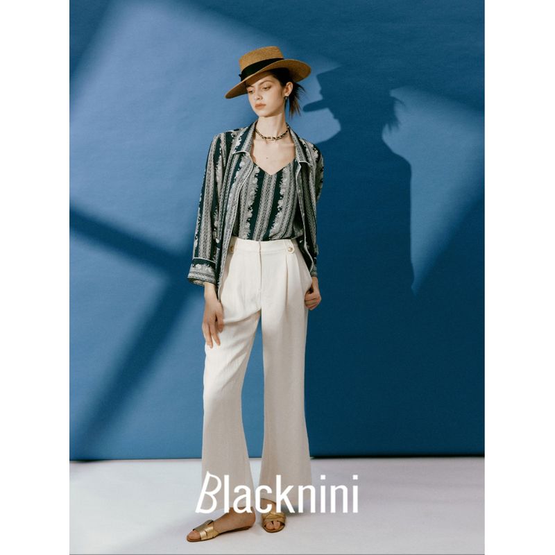 Blacknini Yinhuafu/Holiday Series Matte 12 M Silk Crepe De Chine Shirt/Sling/Shorts