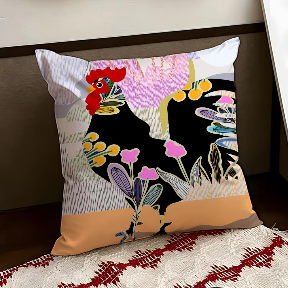 Rooster Doodle Art Cushion Cover Reversible Soft Durable Pillow Cover Home  Car MultiScene Use for Daily Comfort