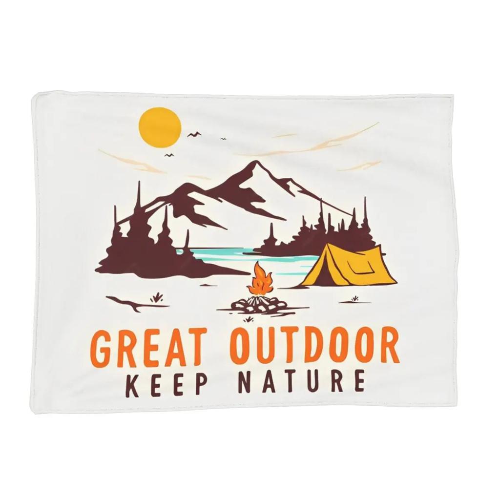Camping Lake Graphic Blanket Flannel Throw for Home Sofa Bedspread xcm