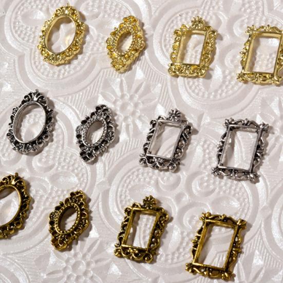 5Pcs/Set DIY Painting Frame Shape Nail Decor Exquisite Stylish Metal Manicure Art Decor