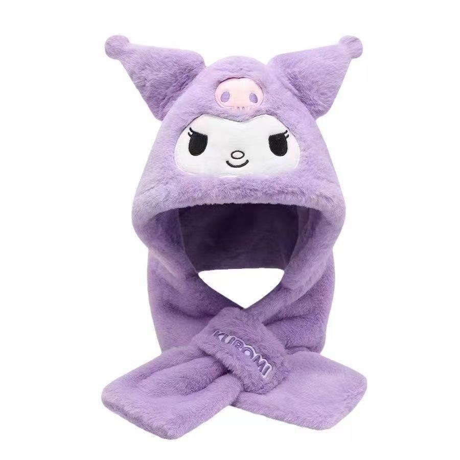 Kulomie hat children s winter hat thickened warm plush ear protection winter scarf hat two-in-one