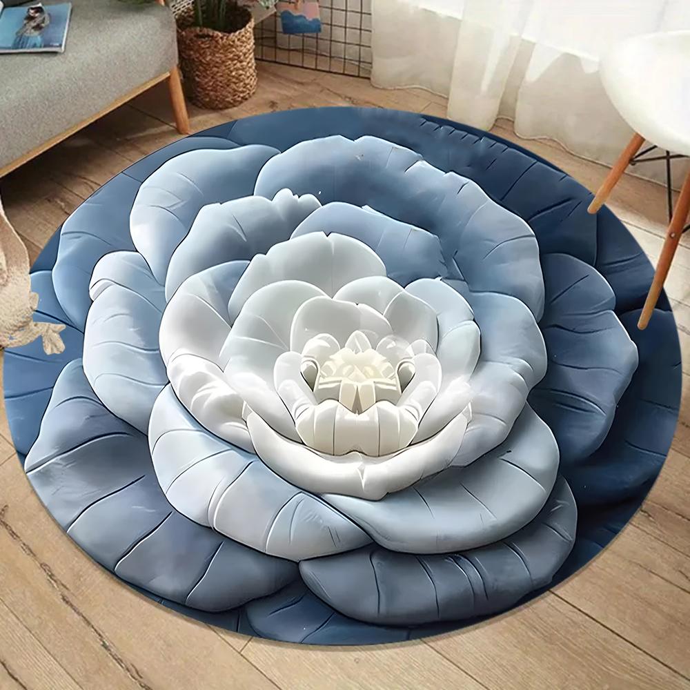 3D Visual Print Gradient Rose Round Rug Non Slip Soft Easy To Clean Suits Home Lounge Man Cave Brings Noble Decor Charm Carpet
