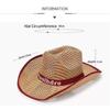 Western Cowboy Style Men Straw Hat Wide Brim Beach Hat Sun Protection Hat  for Outdoor Activities