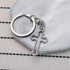 Hollow Cross Stainless Steel Keychain Minimalist Simple Style Fashion Metal Keyring Practical INS Backpack Pendant