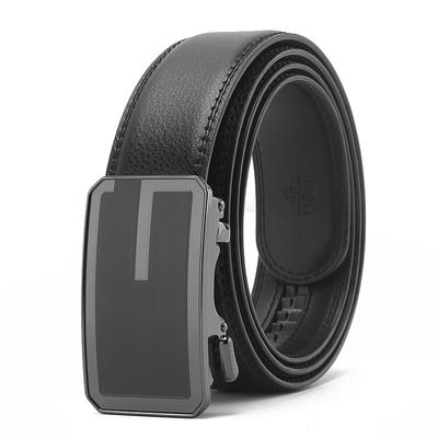 Wear Automatic Buckle Opening Two Layer Cowhide Belt for Business and Casual Men's Trendy Belt