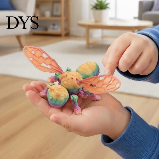 Articulated Robot Action Figure 3D Printed Mechanical Bee Figurine, Insect Ornament, Movable Joints Cool Futuristic Desk Decor Desktop Display,