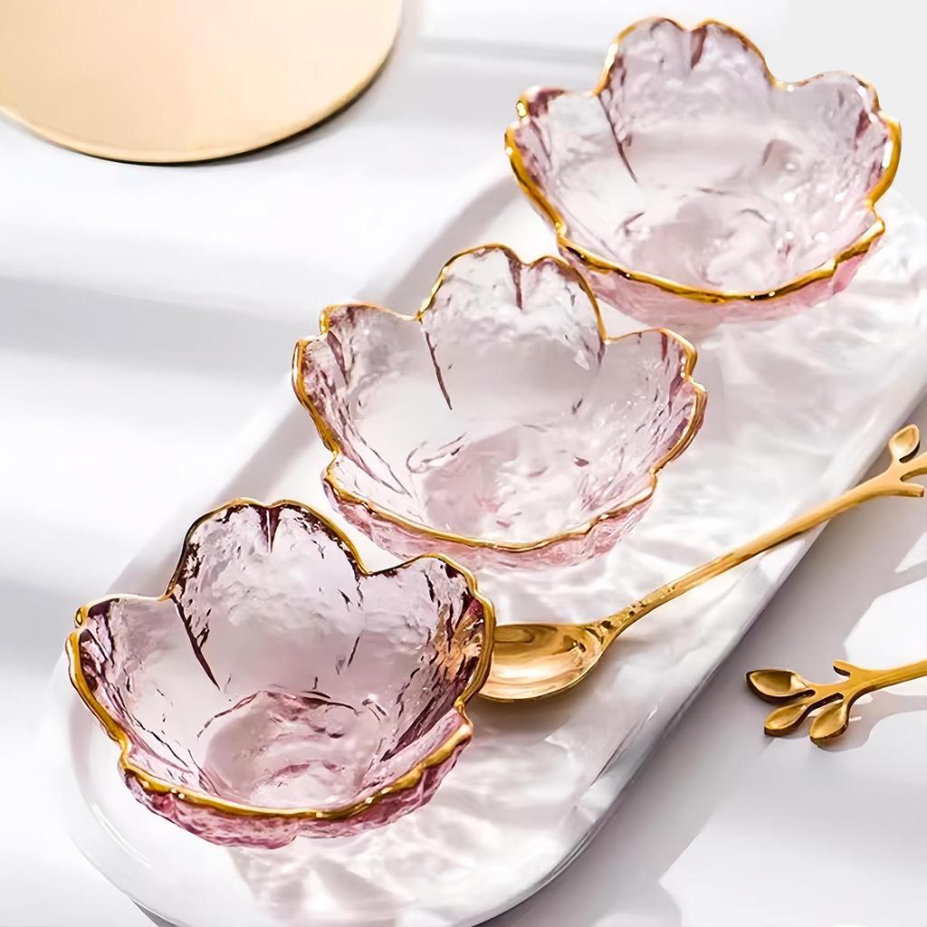 Exquisite Japanese Cherry Blossom Glass Condiment and Dipping Sauce Dish