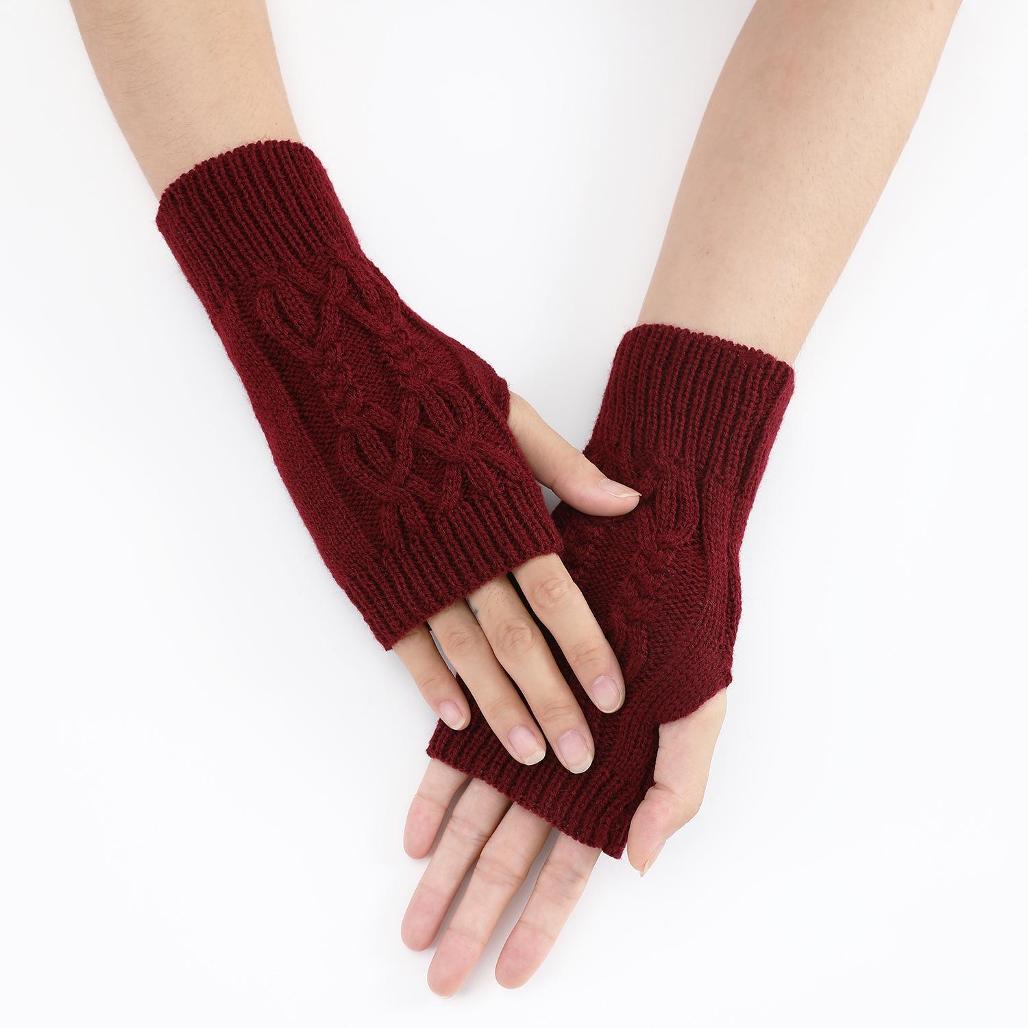 

Теплые женские длинные перчатки без пальцев, осенне-зимние варежки, шерстяные вязаные теплые перчатки с запястьем, тонкие повседневные мягкие перчатки без пальцев красный