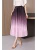 Women's Gradient Pleated Midi Skirt: Classic A-Line Slimming Design for Spring & Summer