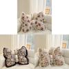 Cuscino Decorativo in Cotone e Lino con Ricamo a Farfalla e Motivo Floreale per Arredamento Soggiorno