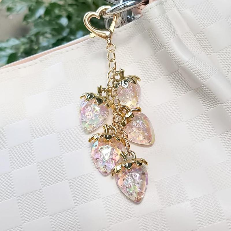 Bag Charm Pink Strawberry Bag Charm Pendants For Bags Hanging Fashionable Women's Accessories Gift Decor