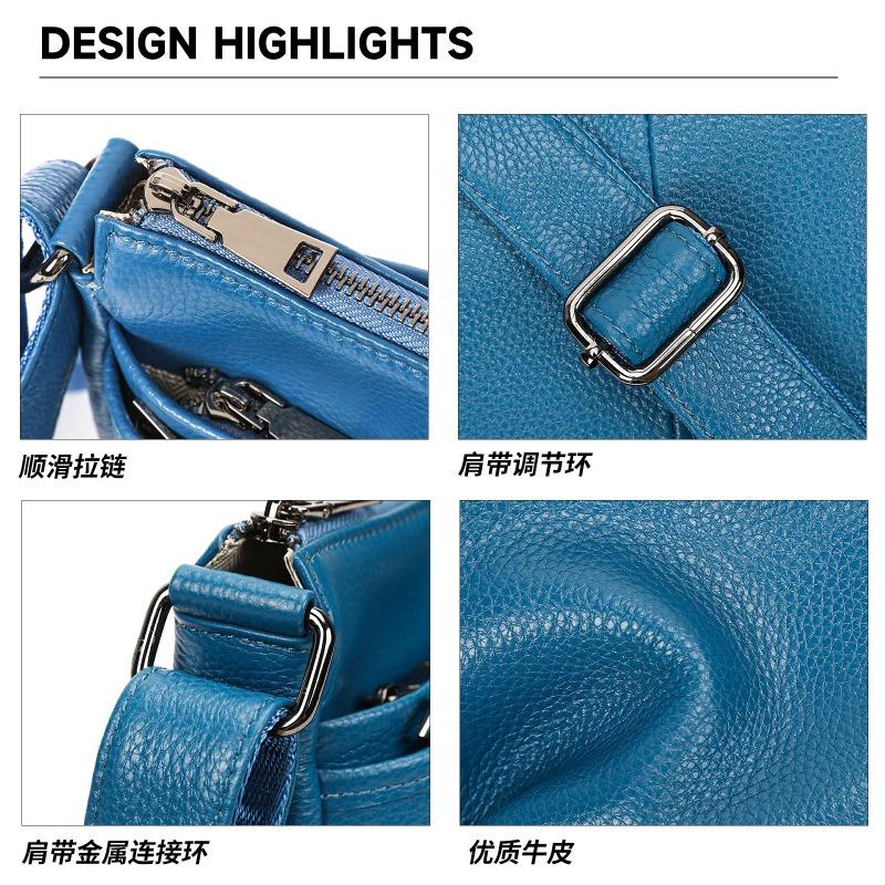 Women's Top-Grain Cowhide Crossbody Bag - Spacious Multi-Compartment Organizer for Commute & Everyday