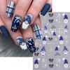 5D Embossed Christmas Nail Stickers Gingerbread Man Snowflake Snowman Penguin Autumn Winter Nail Art Decals Decoration