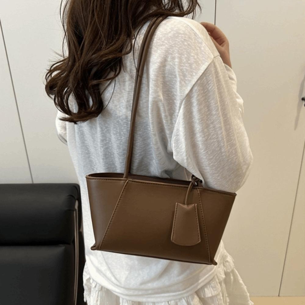 Stylish Pu Leather Shoulder Bag Luxury Women's Underarm Bag Trendy Solid Color Tote Bag Purse
