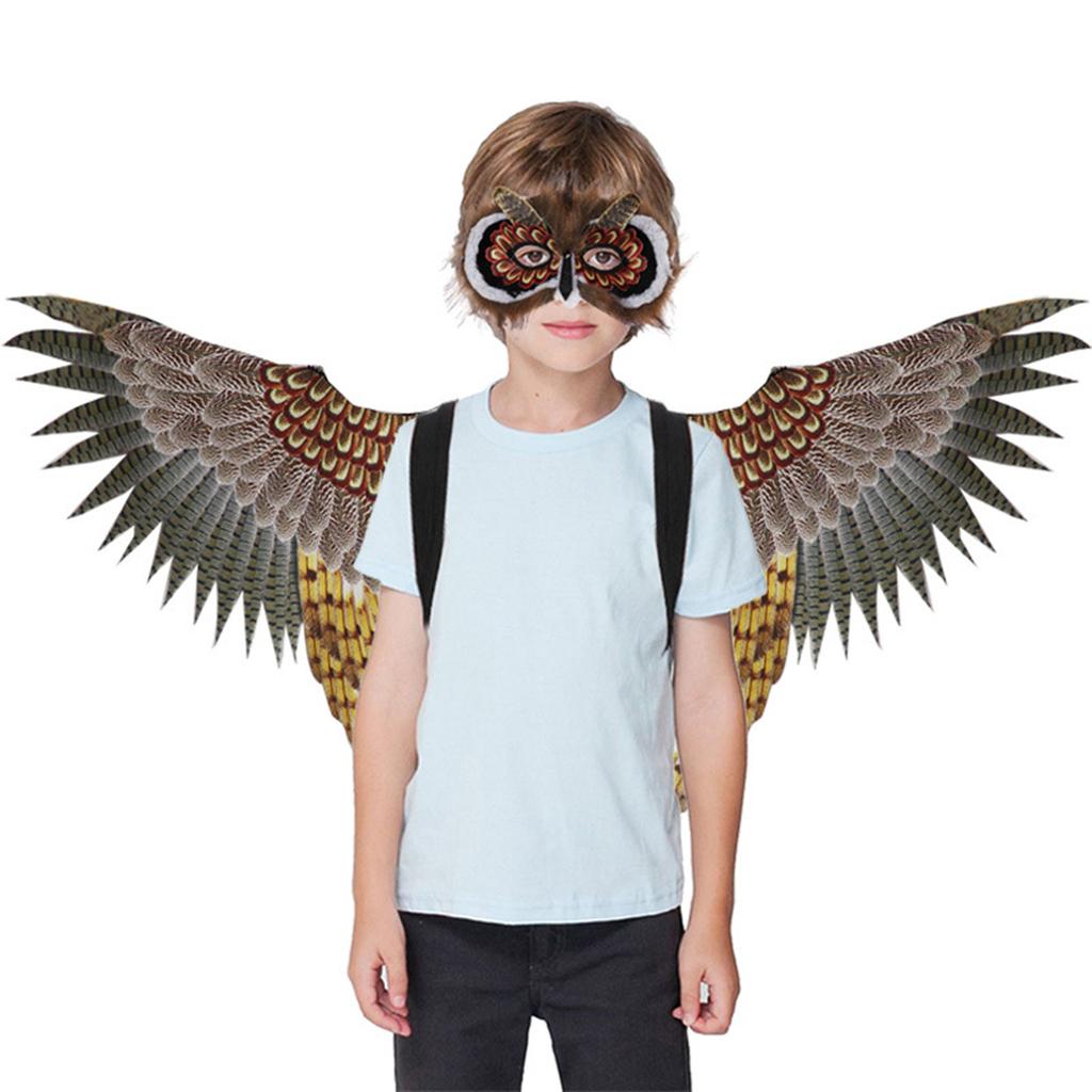 Owl Wing Owl Mask for Kid Boys Kindergarten Birds Costume Set Halloween Mask Halloween Dress Up Wing Party Favors
