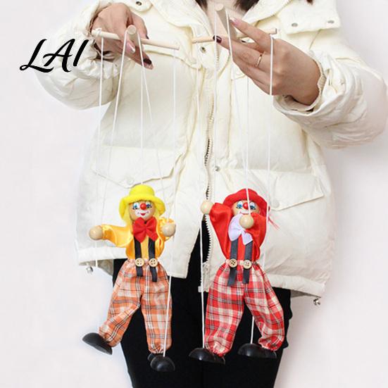 Marionette Puppet Wooden Clown Toy Vintage Pull String with Movable Limbs Limbs Handcrafted Classic Storytelling Theatre Toy for Kids