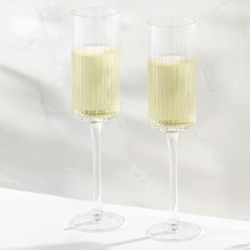 1 Piece Bar Cocktail Champagne Cup Plastic Striped Transparent Goblet For Party Handmade Striped Wine Glass Drinkware