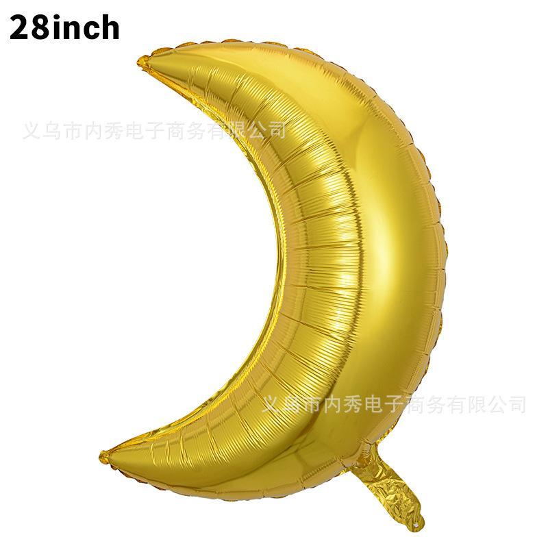 28-Inch Moon Balloon Modeling Birthday Party Arrangement Decorative Atmosphere Balloon Skinny Silver Moon Aluminum Film Balloon