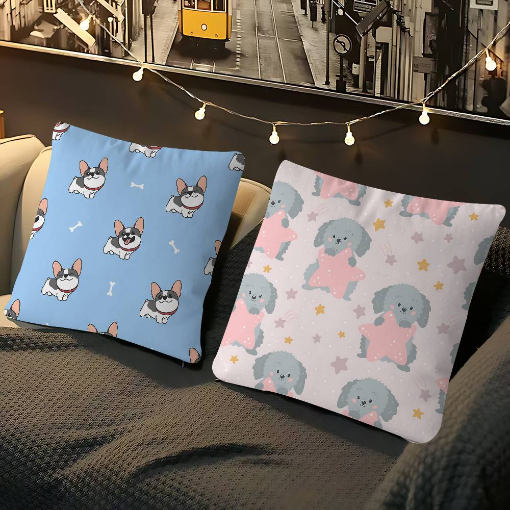 Cartoon Dog Pillow Case Removable Washable Cushion Cover – All-Season Soft Linen