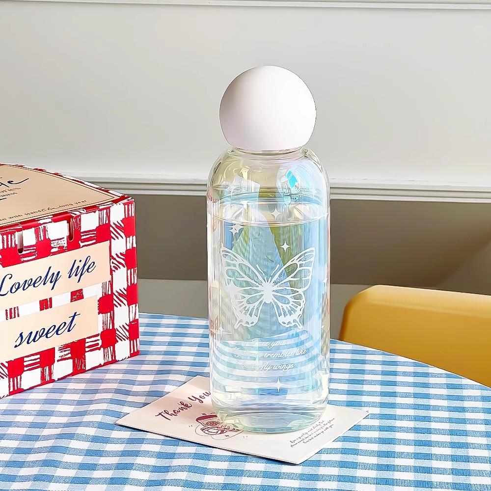 Kawaii Glass Water Bottle For Girls Woman Transparent Glass Cup For Hot and Cold Beverages Heat-resistant Glassware Drinkware