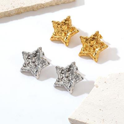 Modische Französische Retro-Stil Fünfzackiger Stern Edelstahl Ohrringe, High-End Damen Leichter Luxus 18K Ohrringe
