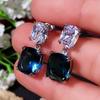 BELLA BOX Blue Cubic Zirconia Dangle Earrings Brilliant Women's Accessories Silver Color Luxury Fashion Wedding Party Jewelry