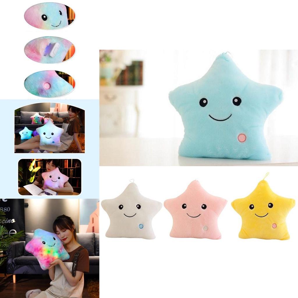 Soft And Fluffy Luminous Glowing Led Colorful Stars Cushion Plush Pillow Gift