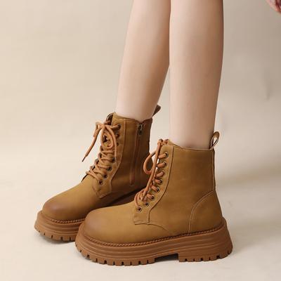 Mode Damenschuhe 2024 Knöchel Damenstiefel Plateau Moderne Stiefel Damen Überkreuzte Runde Zehen Mittlere Ferse Seitlicher Reißverschluss Schuhe Damen Zapatos