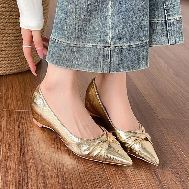 Fashion 2025 Women's Sheepskin Pointed Toe Slip-on Pleated Pumps  Thin High Heel Elegant Ladies Slim Daily Dress Heeled Shoes for Woman