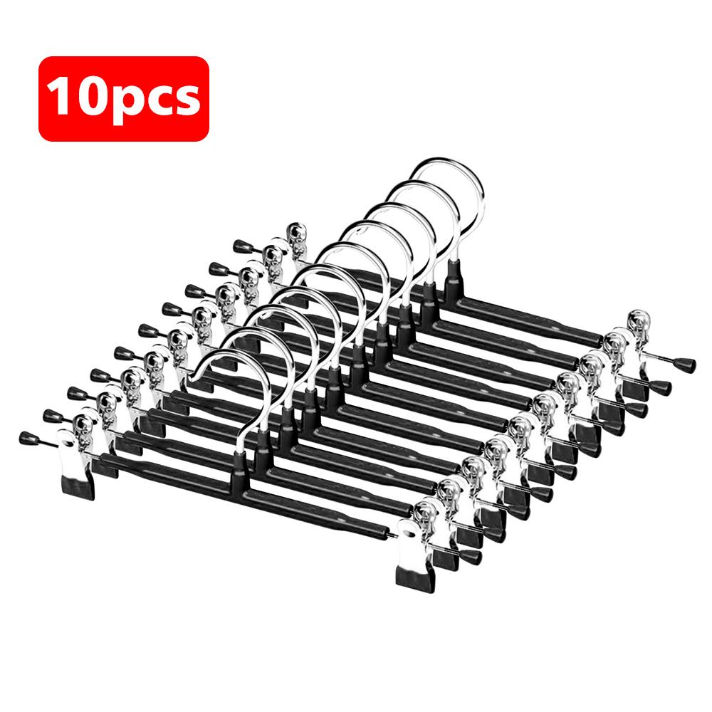 

10 шт. вешалки для брюк, ветрозащитные многоцелевые вешалки для юбок, для сушки одежды, зажим для брюк, противоскользящая вешалка для одежды чёрный