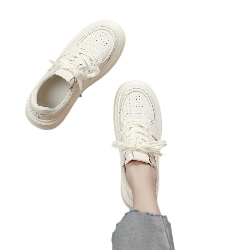 Raise the Bottom White Shoes Women's Spring and Autumn New Versatile Platform Casual Sneaker Fashion Clunky Sneakers